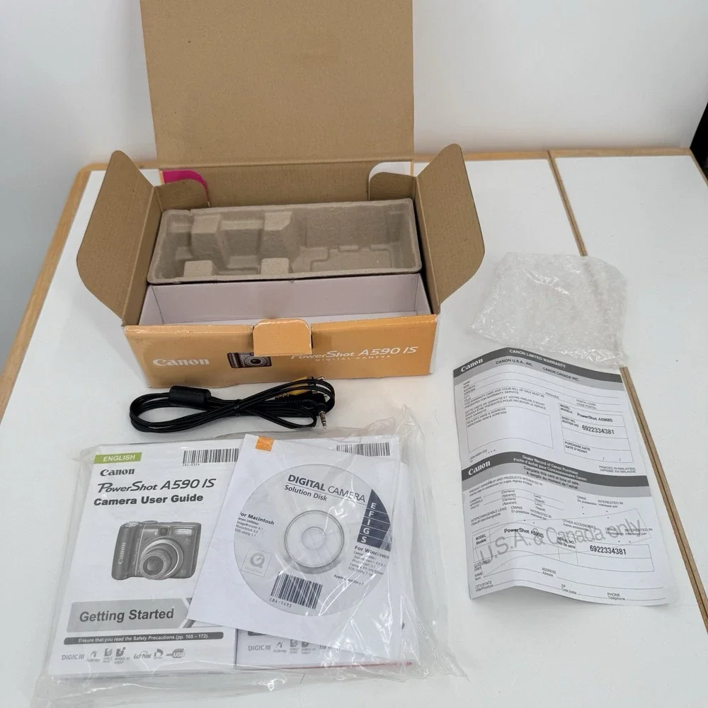 CANON POWERSHOT A590 IS Box, Manuals, and Cable Only‎ -NO CAMERA